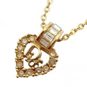 Christian Dior Necklace, GP Plated, Rhinestone, Gold, Women's